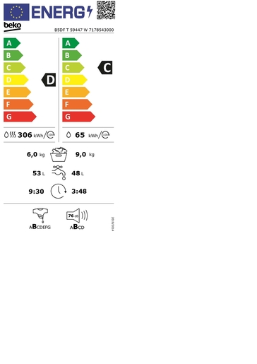 Beko perilica sušilica rublja B5DF T 59447 W