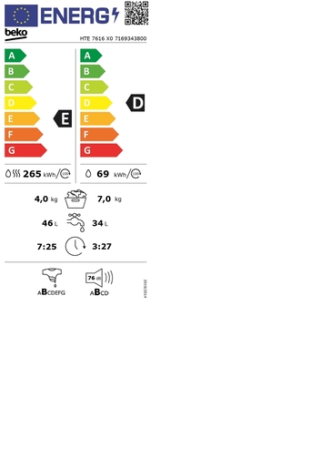 Beko perilica sušilica rublja HTE 7616 X0
