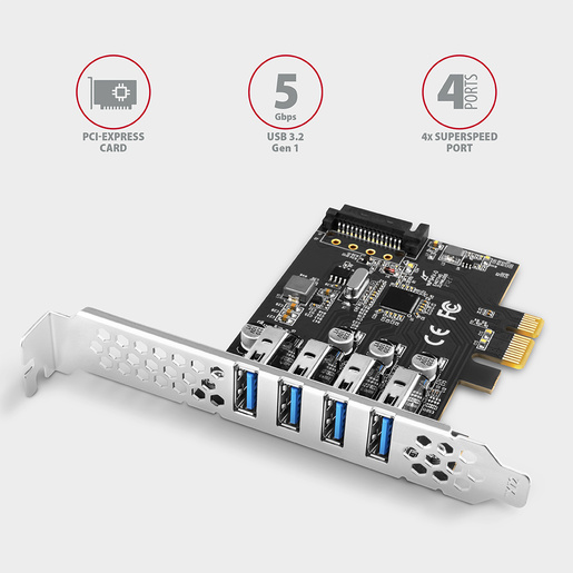 Axagon kontroler PCIe, 4x USB 3.2 Gen 1 (PCEU-43RS)
