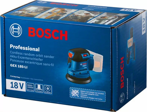 Bosch Professional aku ekscentrična brusilica GEX 185-Li + 1x4.0 Ah baterija + GAL 18V-40 punjač + kovčeg