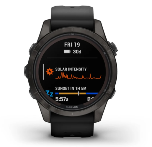 Garmin Fenix 7S PRO Sapphire SOLAR, Tamnosivi titanijski s DLC slojem i crnim remenom, 010-02776-11, pametni sat