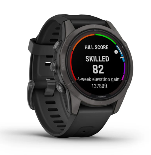 Garmin Fenix 7S PRO Sapphire SOLAR, Tamnosivi titanijski s DLC slojem i crnim remenom, 010-02776-11, pametni sat