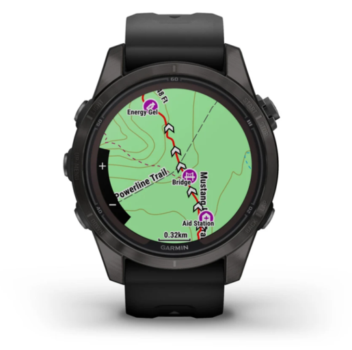 Garmin Fenix 7S PRO Sapphire SOLAR, Tamnosivi titanijski s DLC slojem i crnim remenom, 010-02776-11, pametni sat