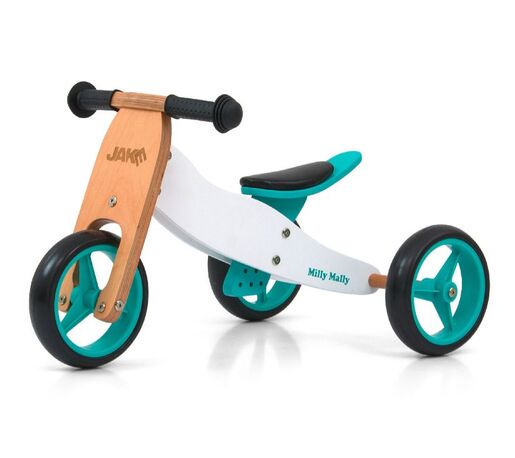 Milly Mally tricikl Jake 2u1, drvo/tirkizni