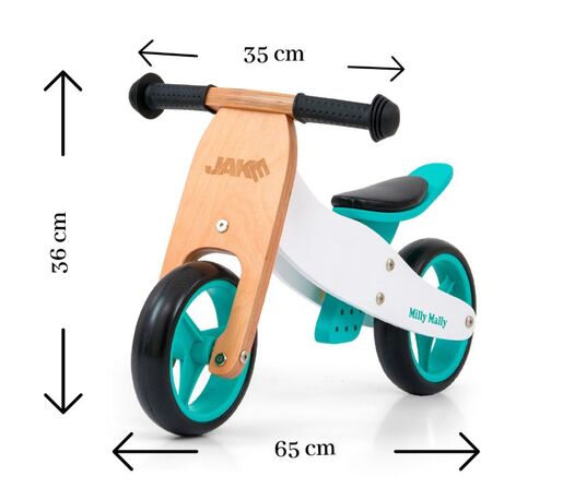 Milly Mally tricikl Jake 2u1, drvo/tirkizni