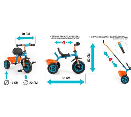 Milly Mally tricikl Turbo, rozi