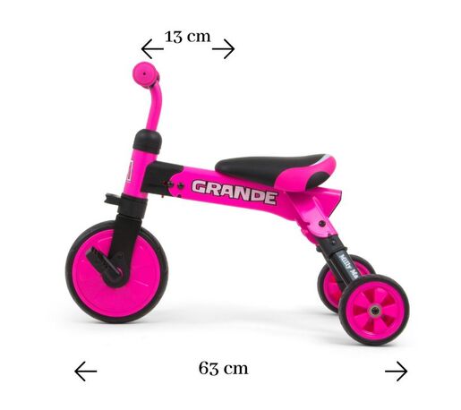 Milly Mally tricikl 2u1 Grande, rozi