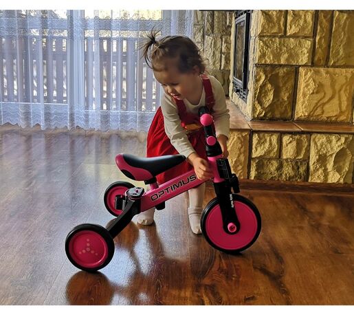 Dječji tricikl-guralica 3u1 Optimus, roza