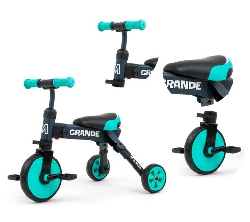 Milly Mally tricikl 2u1 Grande, crno/tirkizni