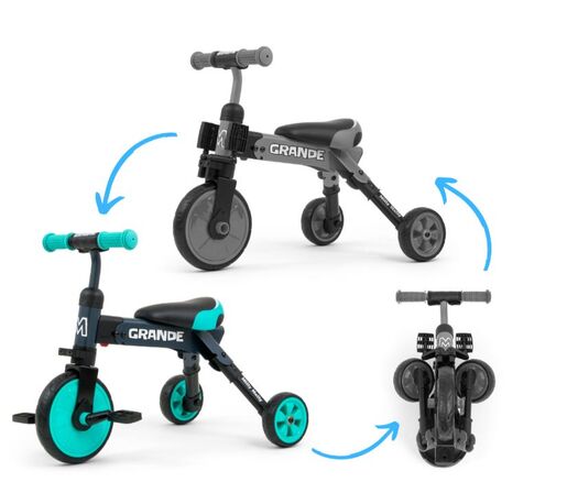 Milly Mally tricikl 2u1 Grande, crno/tirkizni