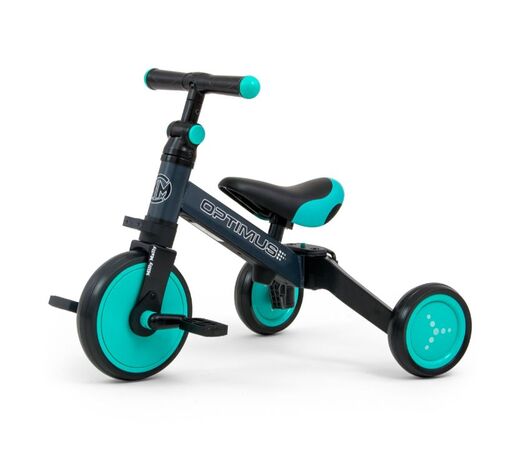 Milly Mally tricikl 3u1 Optimus, crno/tirkizni