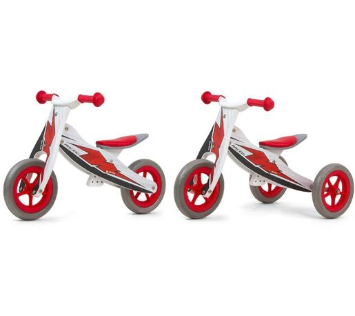 Milly Mally 2u1 tricikl bez pedala, bijelo/crveni