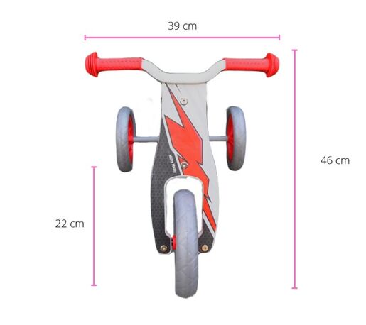 Milly Mally 2u1 tricikl bez pedala, bijelo/crveni