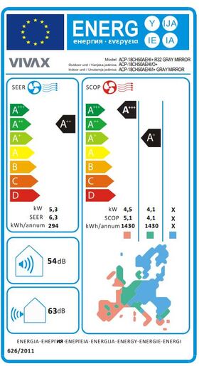 VIVAX COOL klima uređaji, ACP-18CH50AEHI+ R32, GRAY MIRROR + WiFi