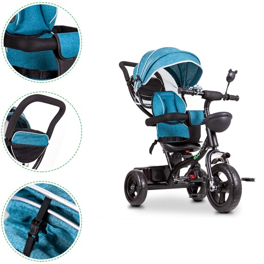 EcoToys tricikl 2u1, tirkizni