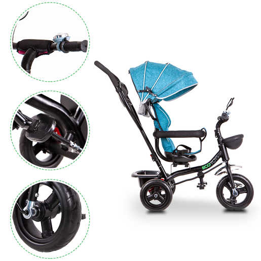 EcoToys tricikl 2u1, tirkizni