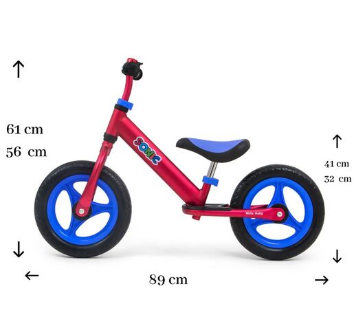 Milly Mally bicikl bez pedala Sonic, crveni