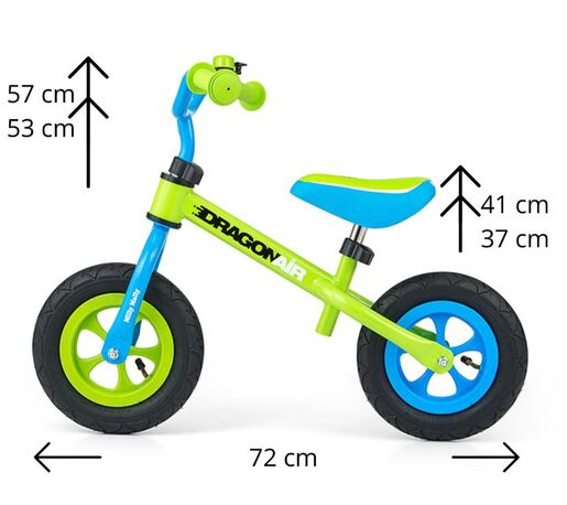 Milly Mally bicikl guralica Dragon Air, zeleni