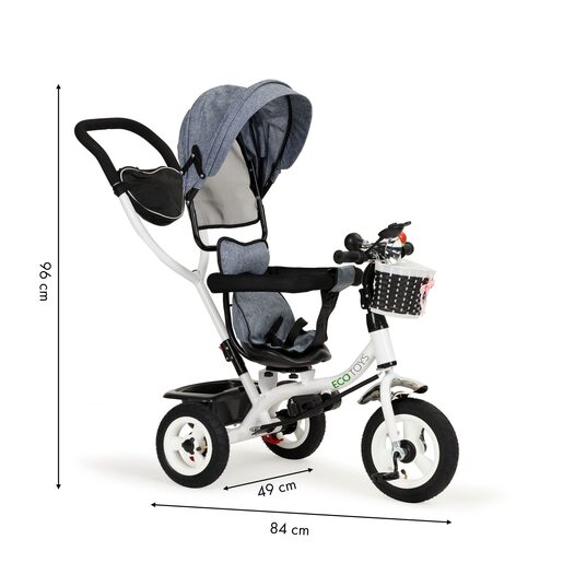 Dječji tricikl 360° EcoToys, tamno sivi