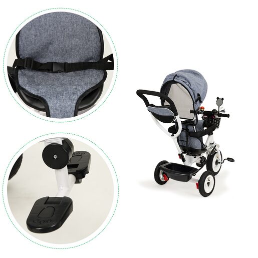 Dječji tricikl 360° EcoToys, tamno sivi