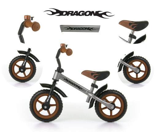 Milly Mally dječji bicikl bez pedala Dragon, srebrni