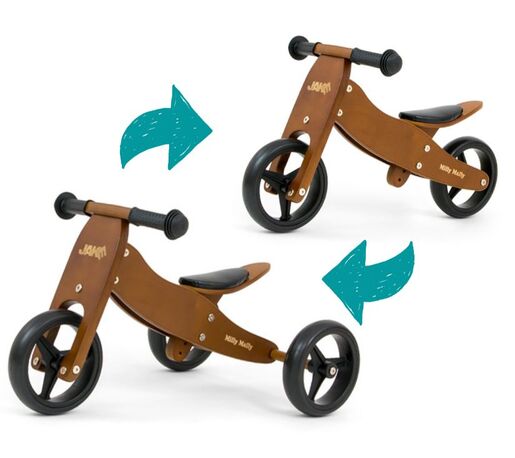 Milly Mally Dječji bicikl bez pedala 2u1 Jake, smeđi