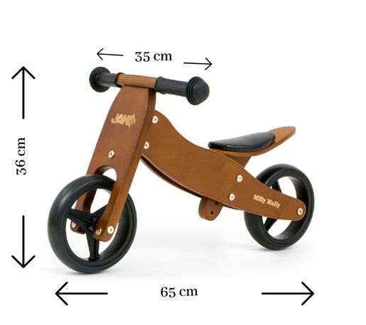 Milly Mally Dječji bicikl bez pedala 2u1 Jake, smeđi