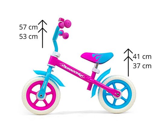 Milly Mally dječji bicikl bez pedala Dragon, tirkizno-rozi