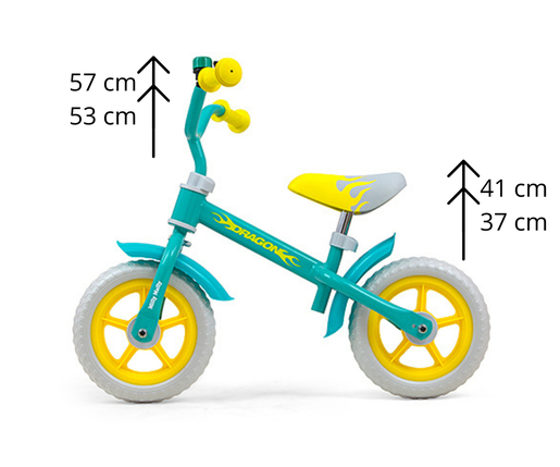 Milly Mally dječji bicikl bez pedala Dragon, tirkizno-žuti