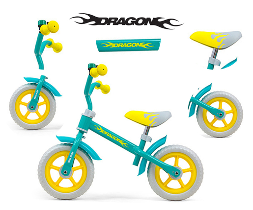 Milly Mally dječji bicikl bez pedala Dragon, tirkizno-žuti