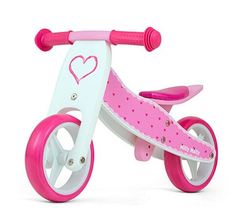 Milly Mally Dječji bicikl bez pedala 2u1 Jake Hearts, rozi