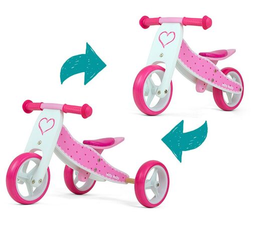 Milly Mally Dječji bicikl bez pedala 2u1 Jake Hearts, rozi