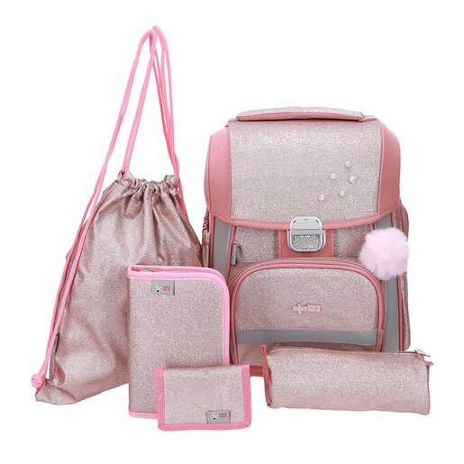 Školska torba, anatomska, set 5/1, Pink