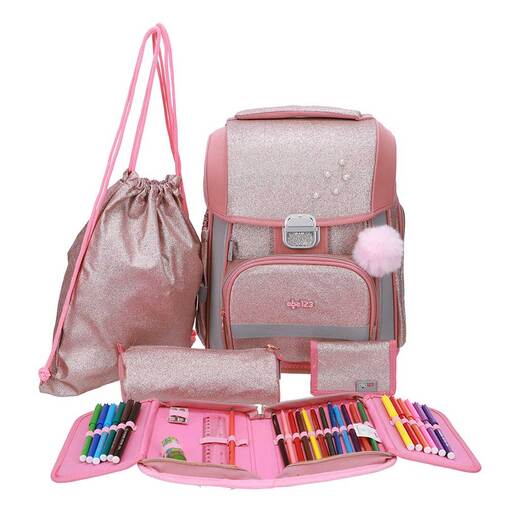 Školska torba, anatomska, set 5/1, Pink