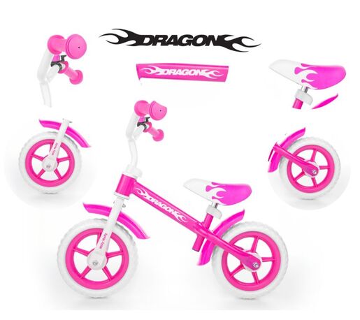 Milly Mally bicikl guralica Dragon, rozo - bijeli