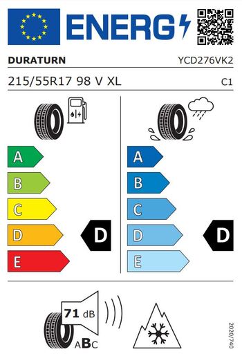 Duraturn 215/55R17 98V XL MOZZO WINTER, Pot: D, Pri: D, Buka: 71 dB