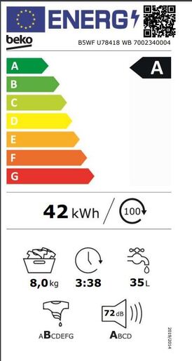 Beko perilica rublja B5WF U78418 WB