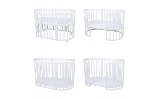 Waldin Oval krevetić 7u1 s madracem WHITE