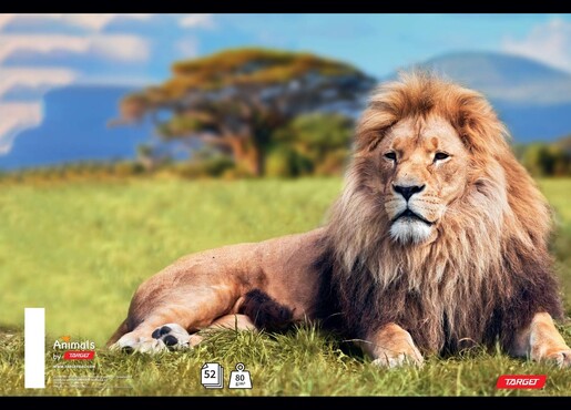 Bilježnica Target Animal, A4 linije, 70 listova, spiralni uvez