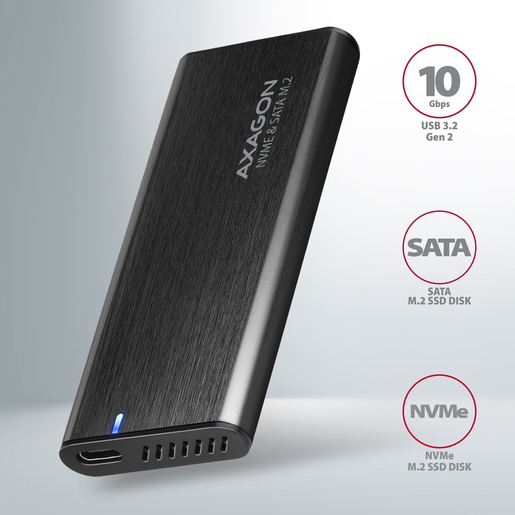 Eksterno kućište AXAGON za M.2 NVMe/M.2 SATA SSD, USB-C 3.2 Gen 2, 42-80mm (EEM2-SB2)