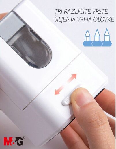 Stolno šiljilo M&G na struju ili baterije - bijela