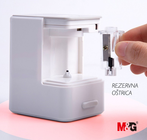 Stolno šiljilo M&G na struju ili baterije - bijela