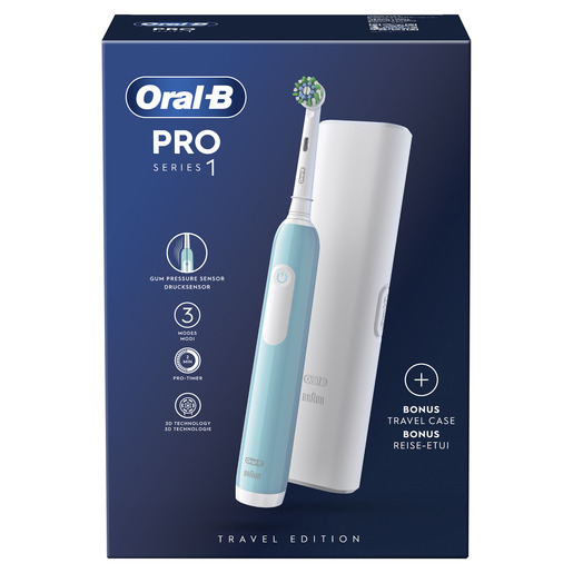 Oral-B električna četkica  Pro 1 Caribbean Blue Cros Action + putna torbica