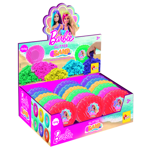Lisciani Barbie glitter kinetički pijesak u školjki, 150 g, SORTO ARTIKL