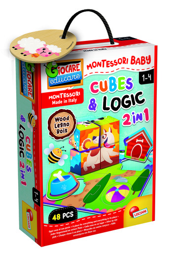 Lisciani Montessori Wood logika i kocke 2u1, 48/1