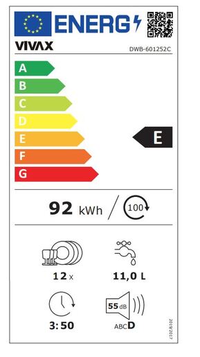 Vivax ugradna mašina za suđe DWB-601252C