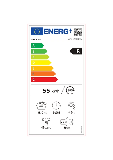 SAMSUNG perilica rublja WW80T554DAW/S7