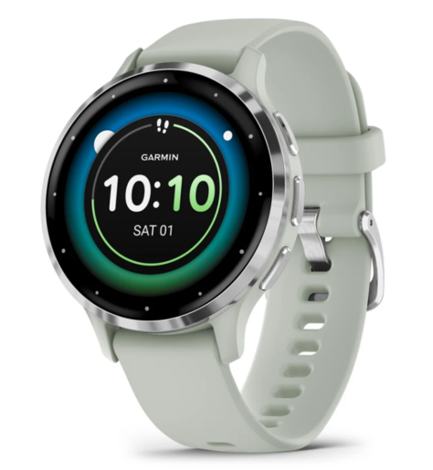 Garmin Venu 3S, Silver Stainless Steel Bezel with Sage Gray Case and Silicone Band, 010-02785-01, pametni sat