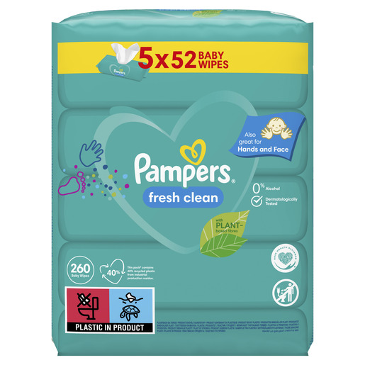 Pampers Fresh Clean vlažne maramice, 5x52 kom