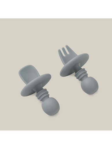 InterBaby silikonski set pribora za samostalno hranjenje, Petrol Grey